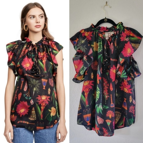 Figue Love Botanical Print Top - Picture 1 of 4